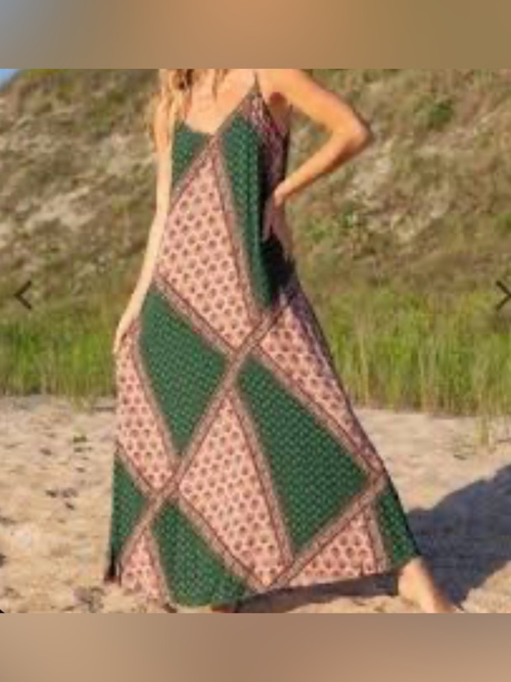 NWT NATURAL LIFE Boho Patchwork Slip Maxi Dress. Size: Medium.